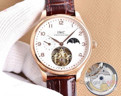 High Quality Replica IWC Different Colors Genuine Leather Strap Different Colors Face Dial Rose Gold Stainless Steel Case Watch 42mm